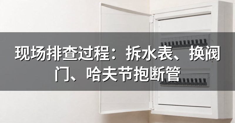 现场排查过程:拆水表、换阀门、哈夫节抱断管