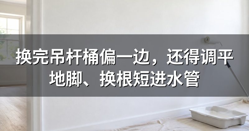 换完吊杆桶偏一边,还得调平地脚、换根短进水管