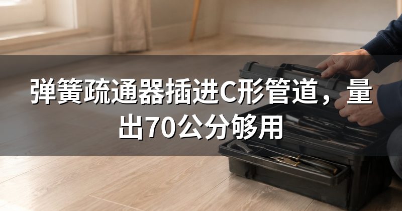 弹簧疏通器插进C形管道，量出70公分够用